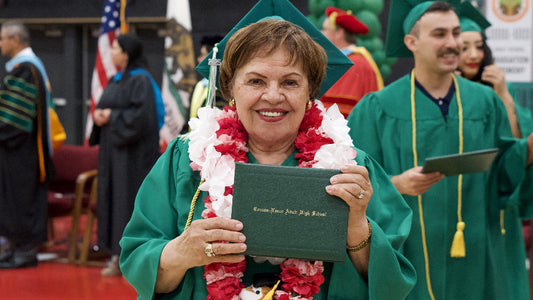 Miguel’s Jr. cofounder earns her high school diploma as her restaurant chain turns 50.