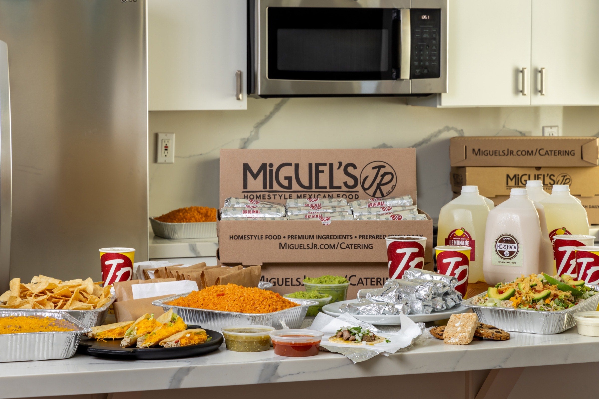 Miguel's Jr. catering spread